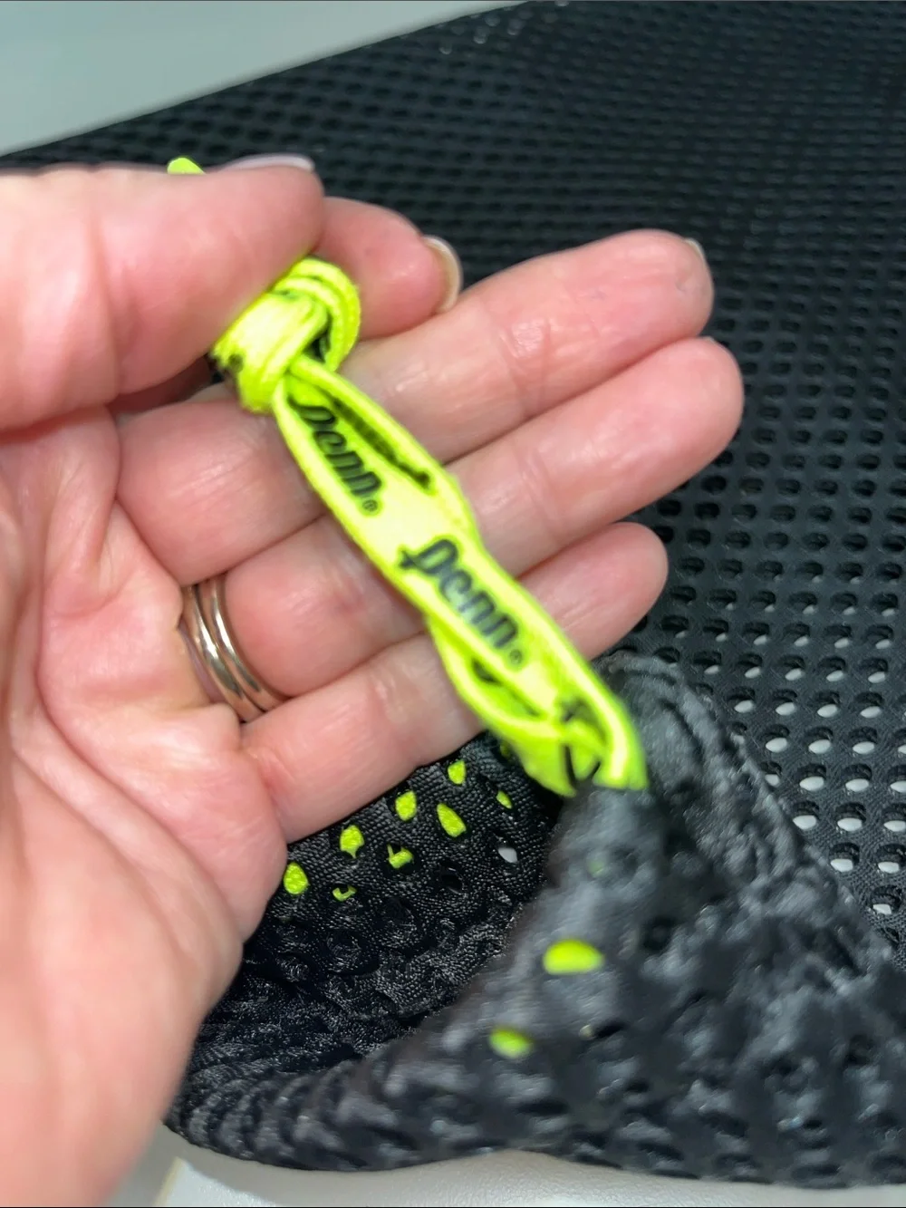 Vans Black Mesh Pouch with Neon Yellow Drawstring